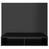 Mueble Tv De Pared Contrachapado Negro Brillante 102x23,5x90 Cm