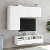 Muebles De Tv De Pared 4 Piezas Madera De Ingeniería Blanco