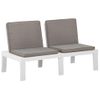 Set De Muebles De Jardín 2 Piezas Con Cojines Plástico Blanco