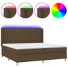 Cama Box Spring Colchón Luces Led Tela Marrón Oscuro 200x200 Cm