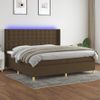 Cama Box Spring Colchón Luces Led Tela Marrón Oscuro 200x200 Cm