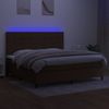 Cama Box Spring Colchón Luces Led Tela Marrón Oscuro 200x200 Cm