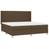 Cama Box Spring Colchón Luces Led Tela Marrón Oscuro 200x200 Cm