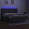 Cama Box Spring Colchón Y Luces Led Tela Gris Claro 200x200 Cm