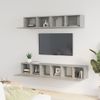 Set De Muebles De Tv 5 Piezas Madera Contrachapada Gris Hormigón