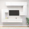 Set De Muebles De Tv 8 Piezas Madera Contrachapada Blanco Brillo