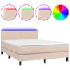 Cama Box Spring Colchón Led Cuero Sintético Capuchino 140x190cm