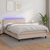 Cama Box Spring Colchón Led Cuero Sintético Capuchino 140x190cm