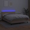 Cama Box Spring Colchón Led Cuero Sintético Capuchino 140x190cm