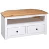 Mueble Esquinero Tv Madera Pino Estilo Panamá Blanco 93x49x49cm