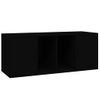 Mueble Para Tv Madera Contrachapada Negra 100x35x40 Cm