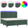 Cama Box Spring Colchón Y Led Terciopelo Verde Oscuro 200x200cm