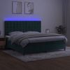 Cama Box Spring Colchón Y Led Terciopelo Verde Oscuro 200x200cm