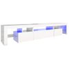 Mueble De Tv Con Luces Led Blanco Brillante 215x36,5x40 Cm