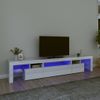 Mueble De Tv Con Luces Led Blanco Brillante 215x36,5x40 Cm