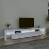 Mueble De Tv Con Luces Led Blanco Brillante 215x36,5x40 Cm