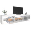 Mueble De Tv Con Luces Led Blanco Brillante 215x36,5x40 Cm