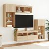 Muebles Tv Pared Con Led 5 Piezas Madera Ingeniería Roble Sonoma