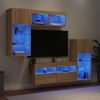 Muebles Tv Pared Con Led 5 Piezas Madera Ingeniería Roble Sonoma