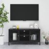 Mueble Para El Televisor Acero Y Vidrio Negro 105x35x52 Cm