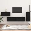 Muebles Para Tv 4 Piezas Madera Maciza De Pino Negro