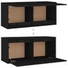 Muebles Para Tv 4 Piezas Madera Maciza De Pino Negro