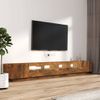 Set De Muebles Tv Con Leds 3 Piezas Contrachapada Roble Ahumado