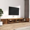 Set De Muebles Tv Con Leds 3 Piezas Contrachapada Roble Ahumado