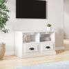 Mueble De Tv Madera Contrachapada Blanco Brillo 80x35x50 Cm