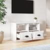 Mueble De Tv Madera Contrachapada Blanco Brillo 80x35x50 Cm