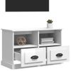 Mueble De Tv Madera Contrachapada Blanco Brillo 80x35x50 Cm