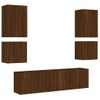 Muebles De Tv De Pared 6 Piezas Madera De Ingeniería Marrón Roble