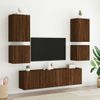 Muebles De Tv De Pared 6 Piezas Madera De Ingeniería Marrón Roble