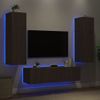 Muebles Tv Pared Con Led 6 Piezas Madera Ingeniería Marrón Roble