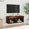 Mueble Para Tv Con Luces Led Roble Ahumado 80x30x30 Cm