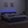 Cama Box Spring Colchón Y Luces Led Tela Azul 200x200 Cm