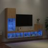 Muebles Tv Pared Con Led 4 Piezas Madera Ingeniería Roble Sonoma