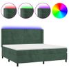 Cama Box Spring Colchón Y Led Terciopelo Verde Oscuro 200x200cm