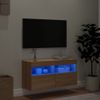 Mueble De Tv De Pared Con Luces Led Roble Sonoma 80x30x40 Cm