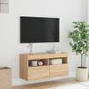 Mueble De Tv De Pared Con Luces Led Roble Sonoma 80x30x40 Cm