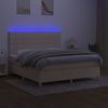 Cama Box Spring Colchón Y Luces Led Tela Crema 180x200 Cm