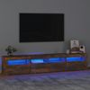 Mueble De Tv Con Luces Led Color Roble Ahumado 210x35x40 Cm