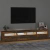 Mueble De Tv Con Luces Led Color Roble Ahumado 210x35x40 Cm