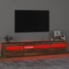 Mueble De Tv Con Luces Led Color Roble Ahumado 210x35x40 Cm