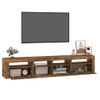 Mueble De Tv Con Luces Led Color Roble Ahumado 210x35x40 Cm