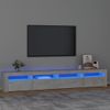 Mueble De Tv Con Luces Led Gris Hormigón 240x35x40 Cm