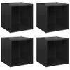 Muebles Tv 4 Unidades Madera Contrachapada Negro Brillo 37x35x37 Cm