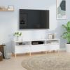 Mueble De Tv Madera Contrachapada Blanco Brillo 150x30x44,5 Cm