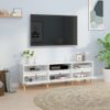 Mueble De Tv Madera Contrachapada Blanco Brillo 150x30x44,5 Cm