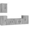 Set De Muebles De Tv 5 Piezas Madera Contrachapada Gris Hormigón